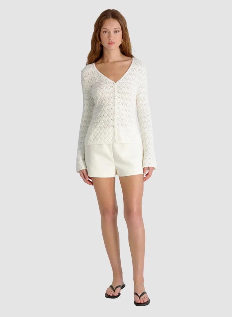 فرنش كونكشن Mozart Heartleaf Crcht Long Sleeve Top
